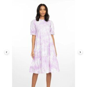 NWT Generation Love Christie Tie Dye Babydoll Poplin Dress Lilac Size XXS